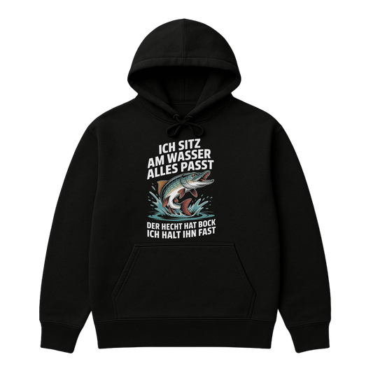 Hoodie Ich sitz am Wasser alles passt