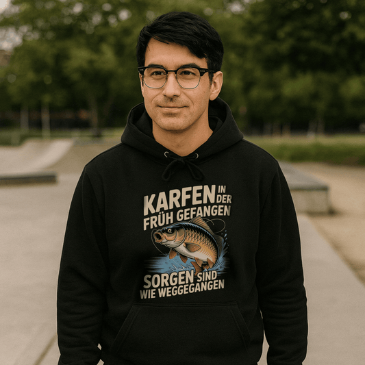 Hoodie Karpfen in der Früh gefangen