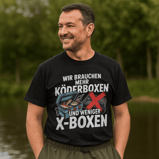 T-Shirt Mehr Köderboxen weniger X-Boxen